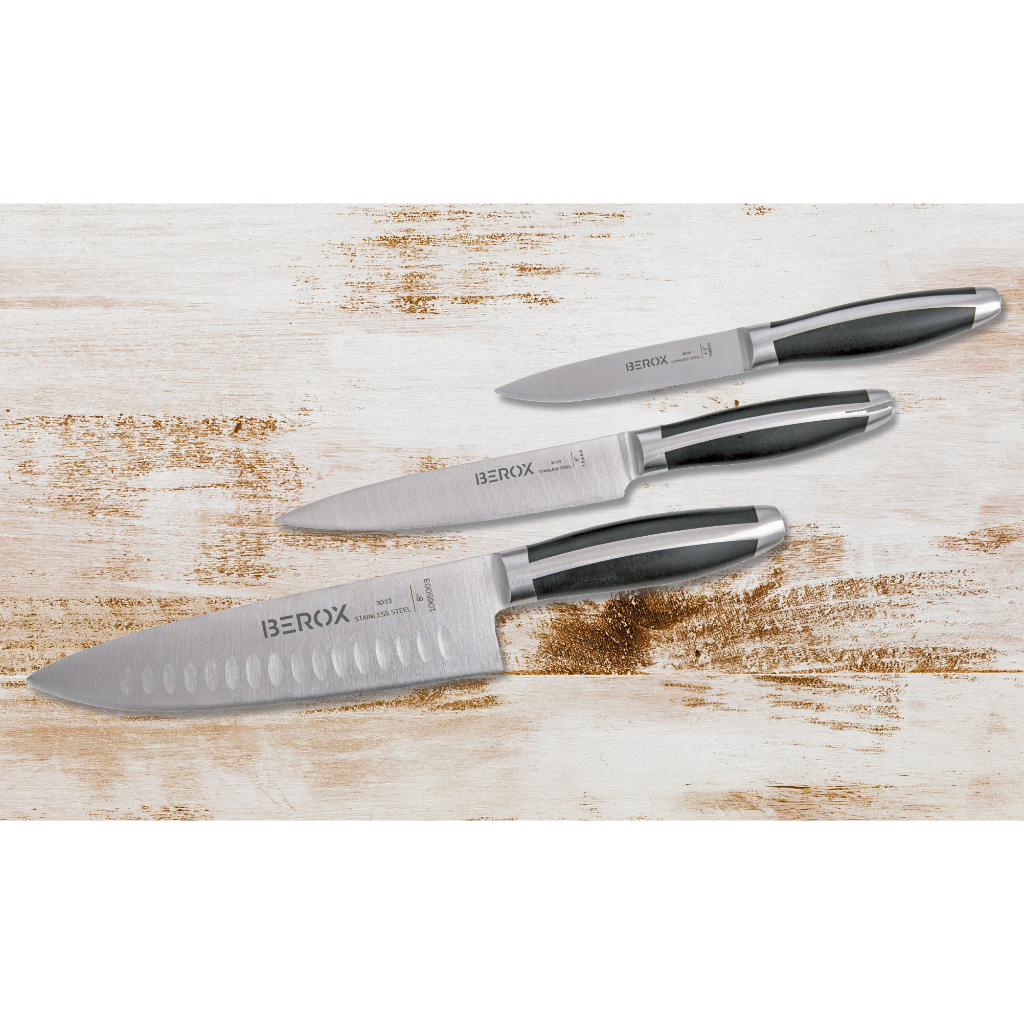 סט 3 סכינים מחוזקות למטבח לחיתוך בשר וירקות | BEROX