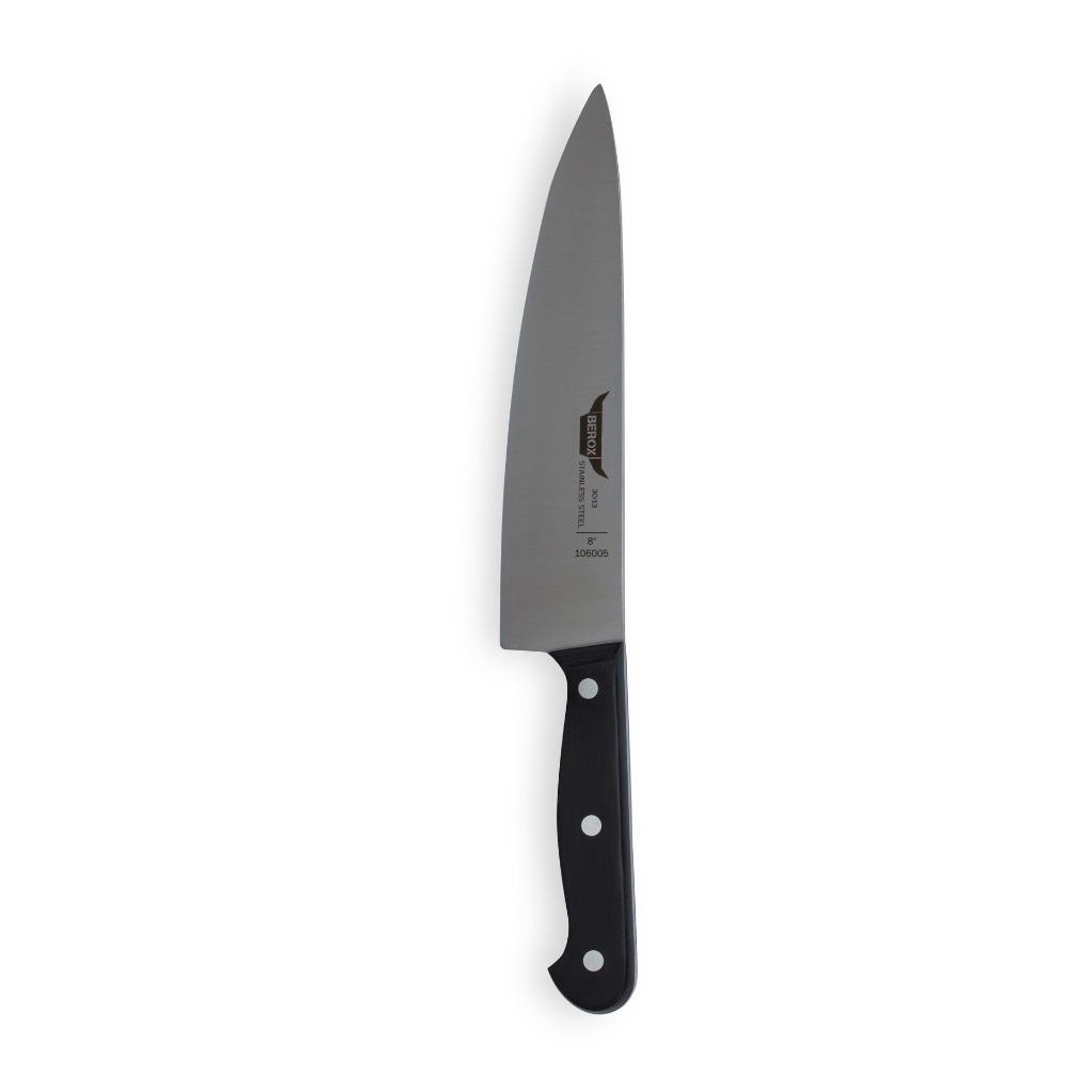 סכין שף 21 ס"מ ידית ניטים שחורה | BEROX